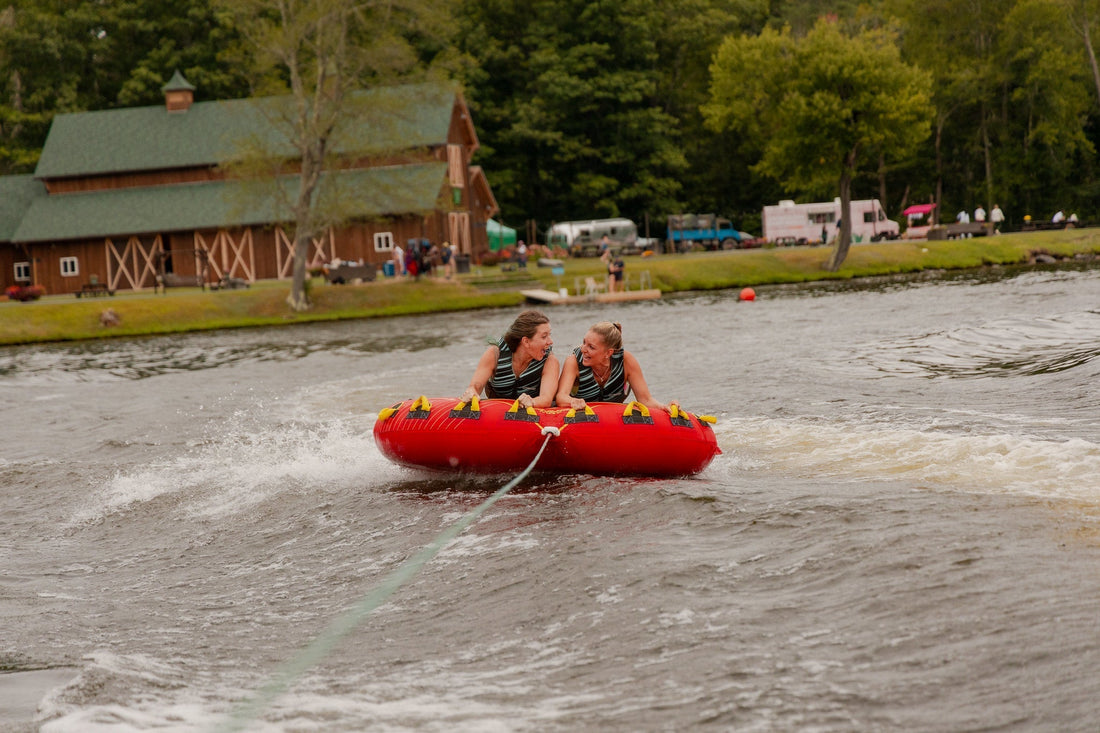 Women bonding on a lake activity
