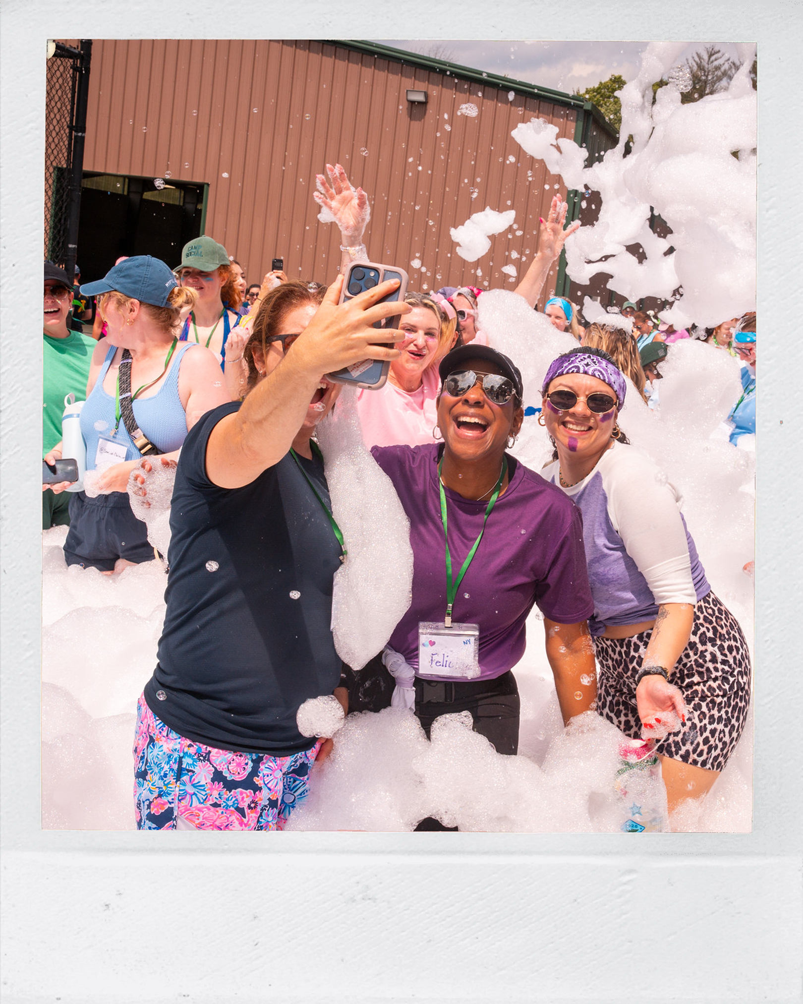 campers enjoying foam at camp social